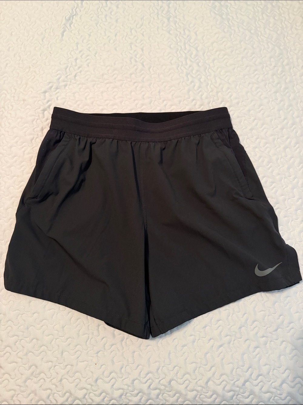 Nike Mens Black Athletic Training Shorts with Reflective Swoosh
